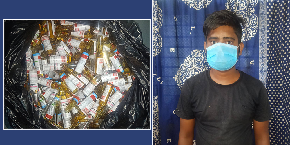 ४५० एम्पुल लागुऔषधसहित वीरगंजबाट एक युवा पक्राउ